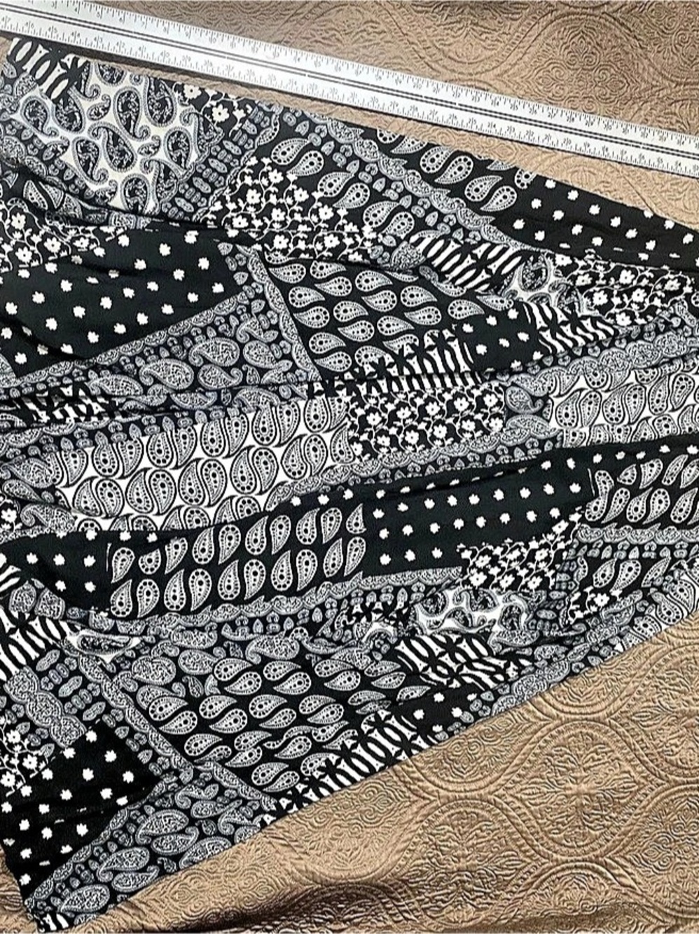 Magic Paisley Maxi Skirt in Black & White Size Medium